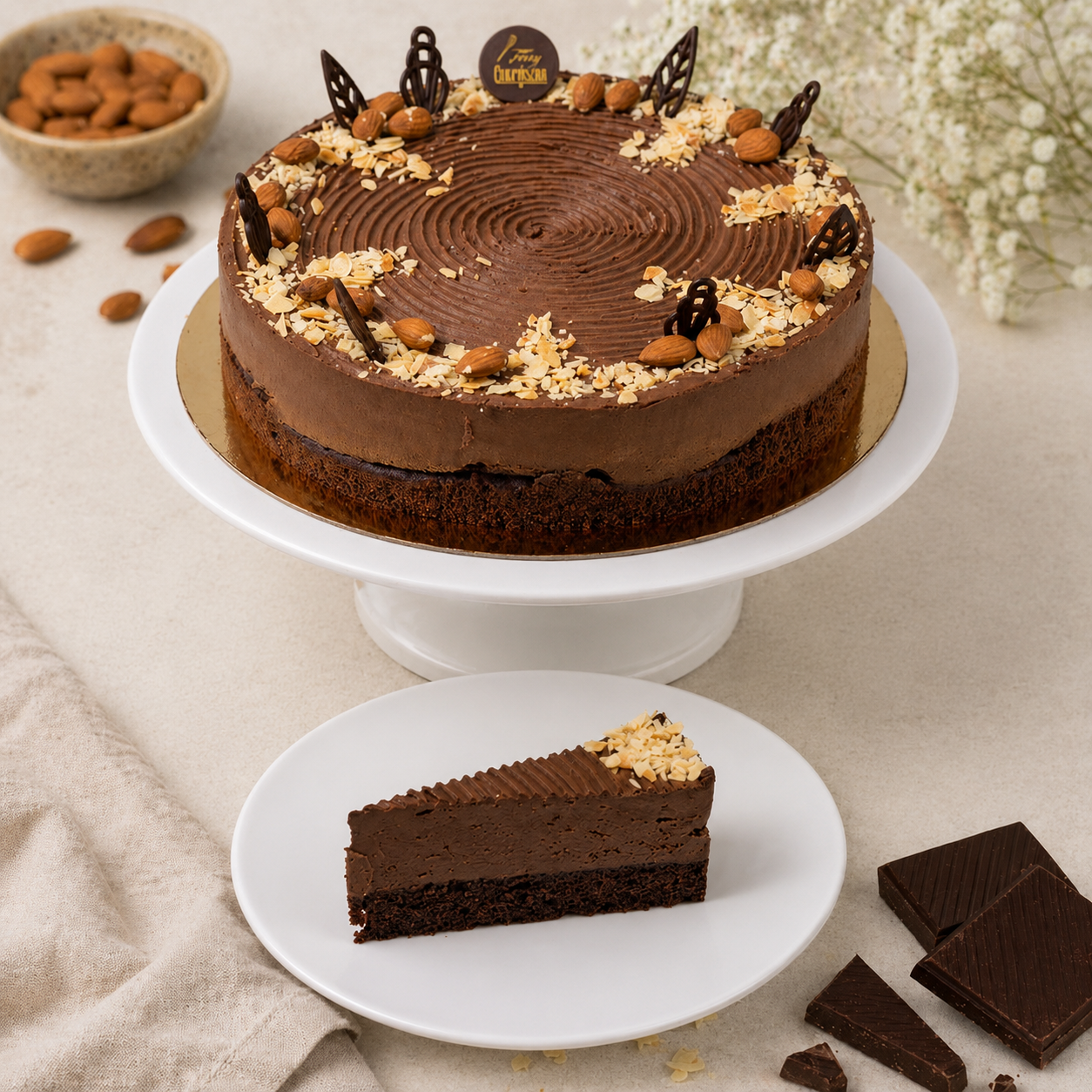 Mandulás csokoládé tortaszelet - Image 3