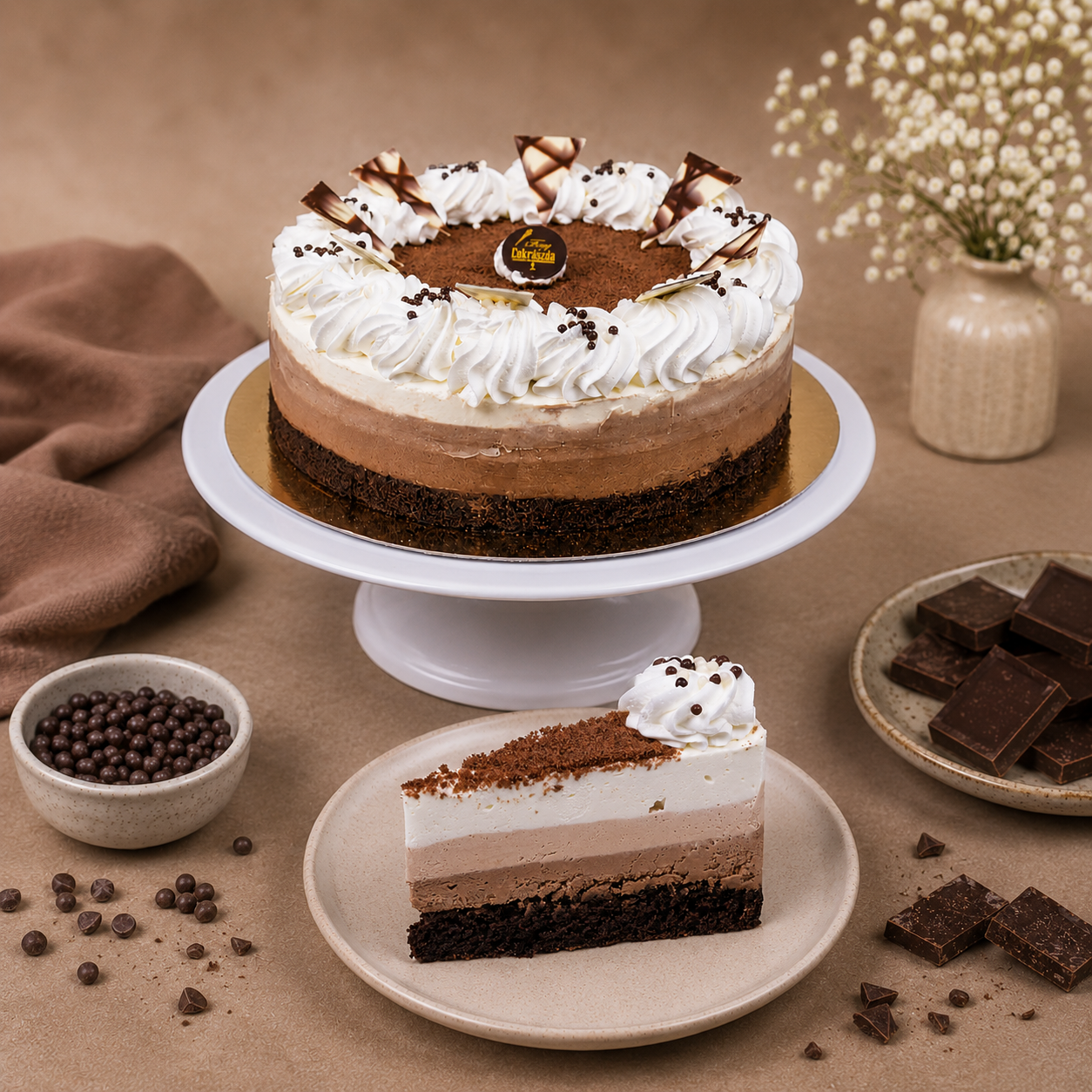Mascarponés tripla csokoládé tortaszelet - Image 3